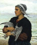 Jules Breton The Wounded Sea Gull oil painting artist